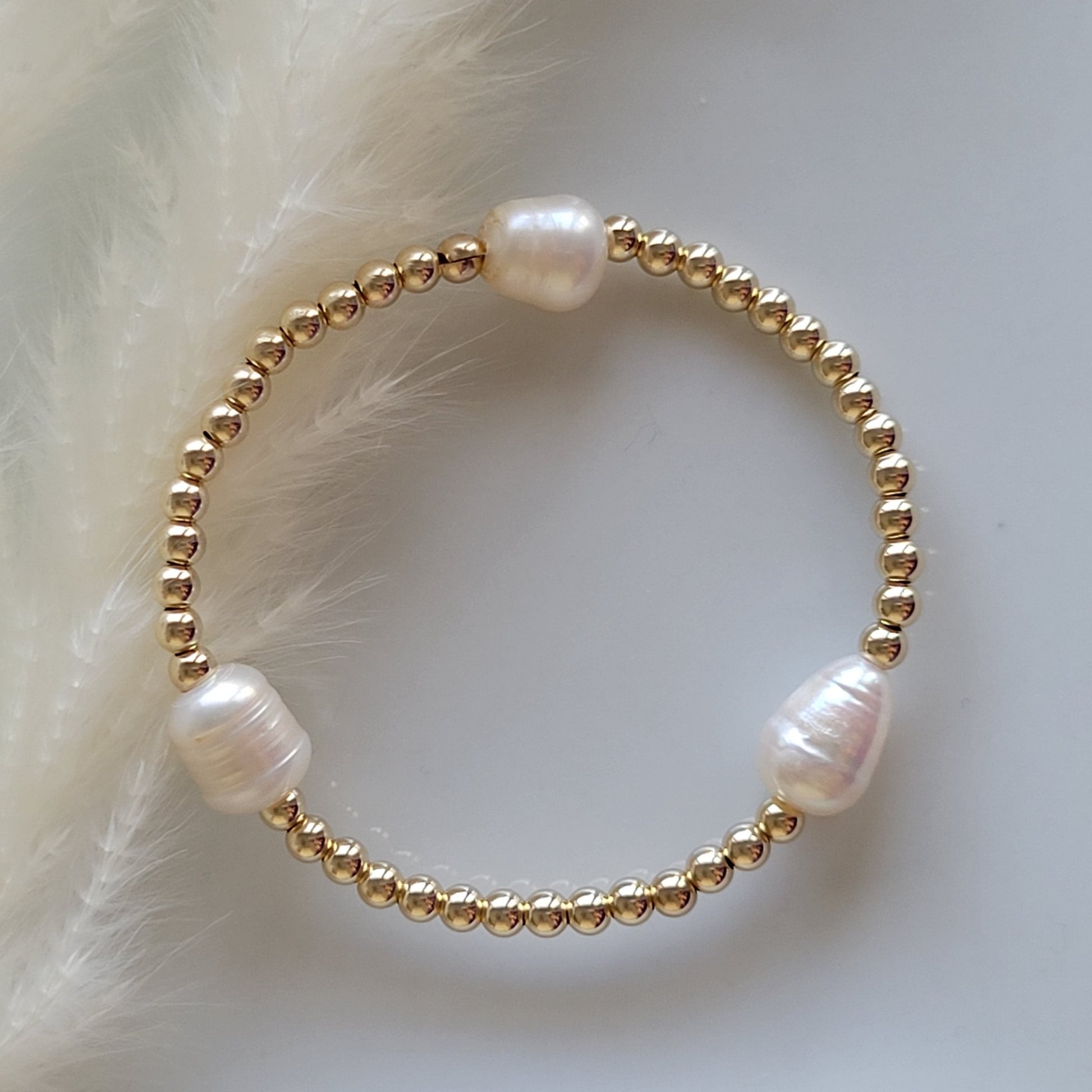 Beaded and Raw Pearl Layering Bracelet - Sterling or Gold - Black or White Pearls