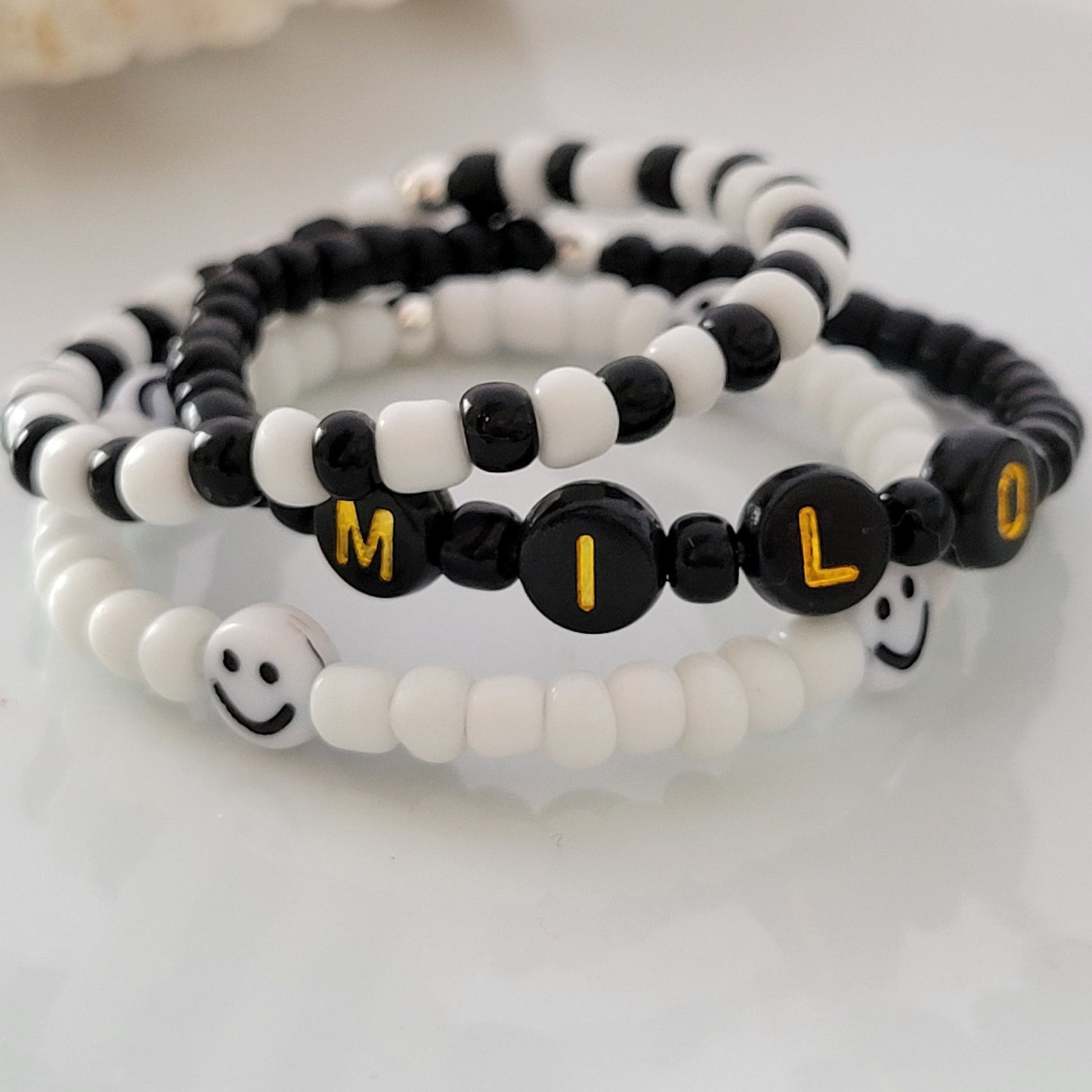 Baby Boy's Name and Bead Bracelet Set (2)