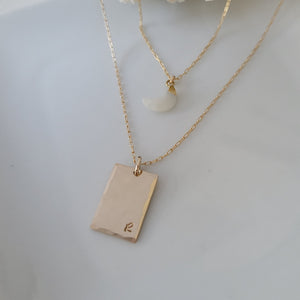 Custom Rectangle Name Disc Necklace - Gold or Sterling Silver