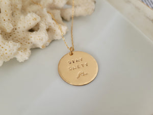 Stay Salty Beach Wave Large Disc Necklace - Sterling, Gold or Rose Gold