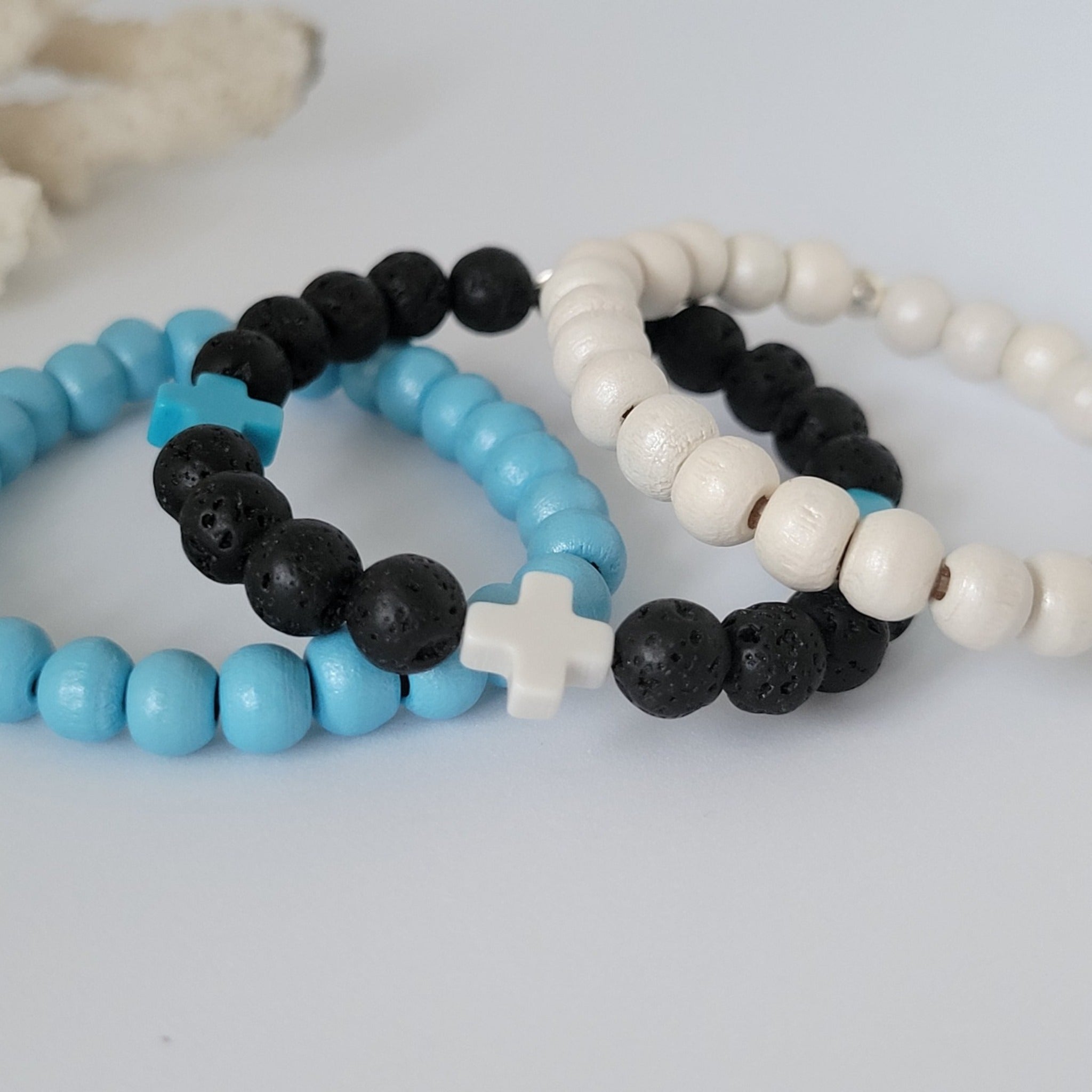 Children's or Infants Painted Wooden Bead Bracelets - Boys and Girls
