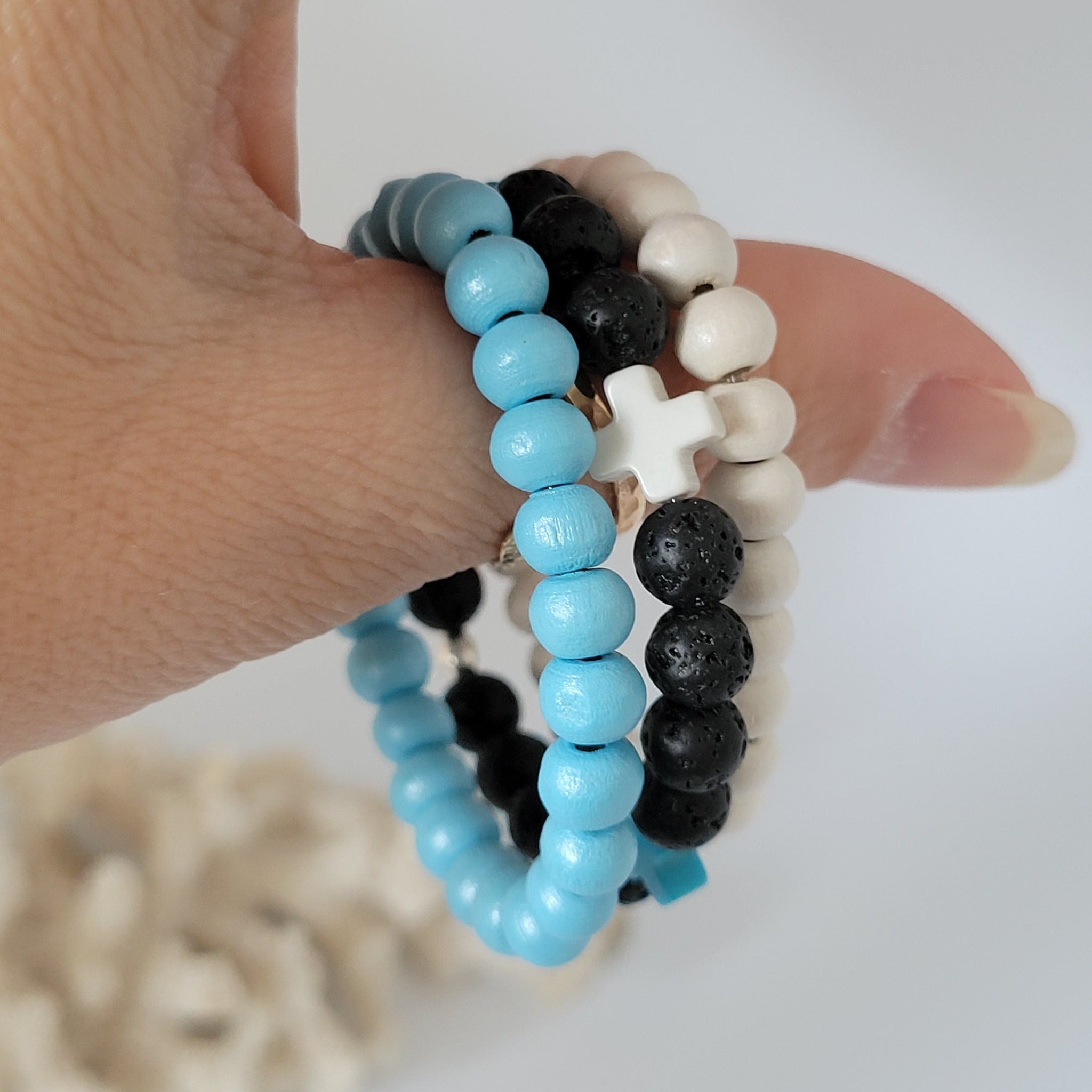 Children's or Infants Painted Wooden Bead Bracelets - Boys and Girls