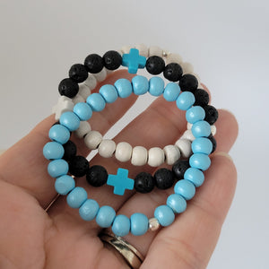 Children's or Infants Painted Wooden Bead Bracelets - Boys and Girls