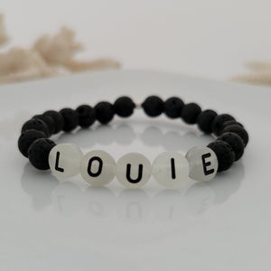 Children's Glow In The Dark Name and Lava Bead Bracelet