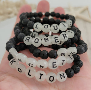 Children's Glow In The Dark Name and Lava Bead Bracelet