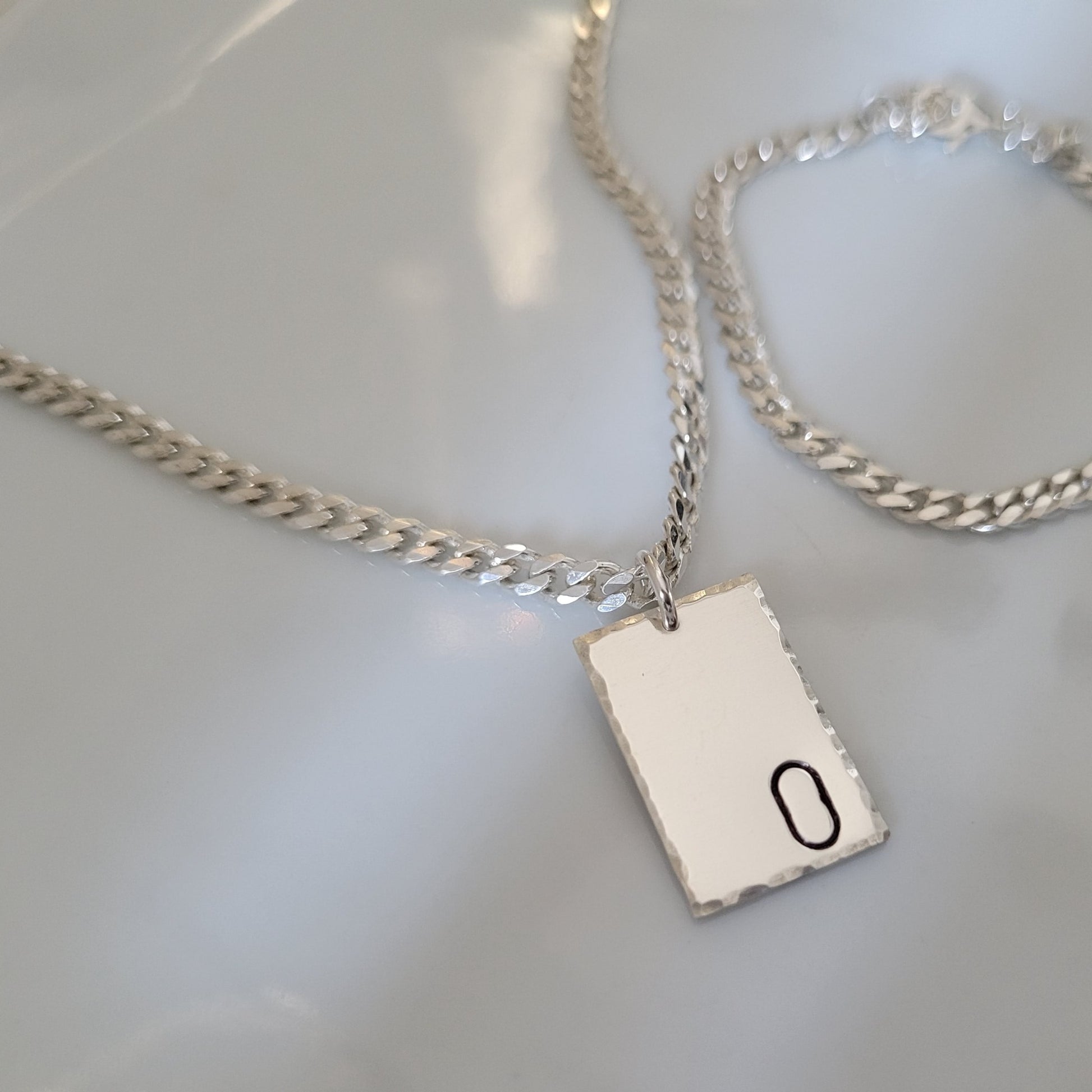 Children's Sterling Silver Cuban Chain Necklace With Name or Initial Pendant