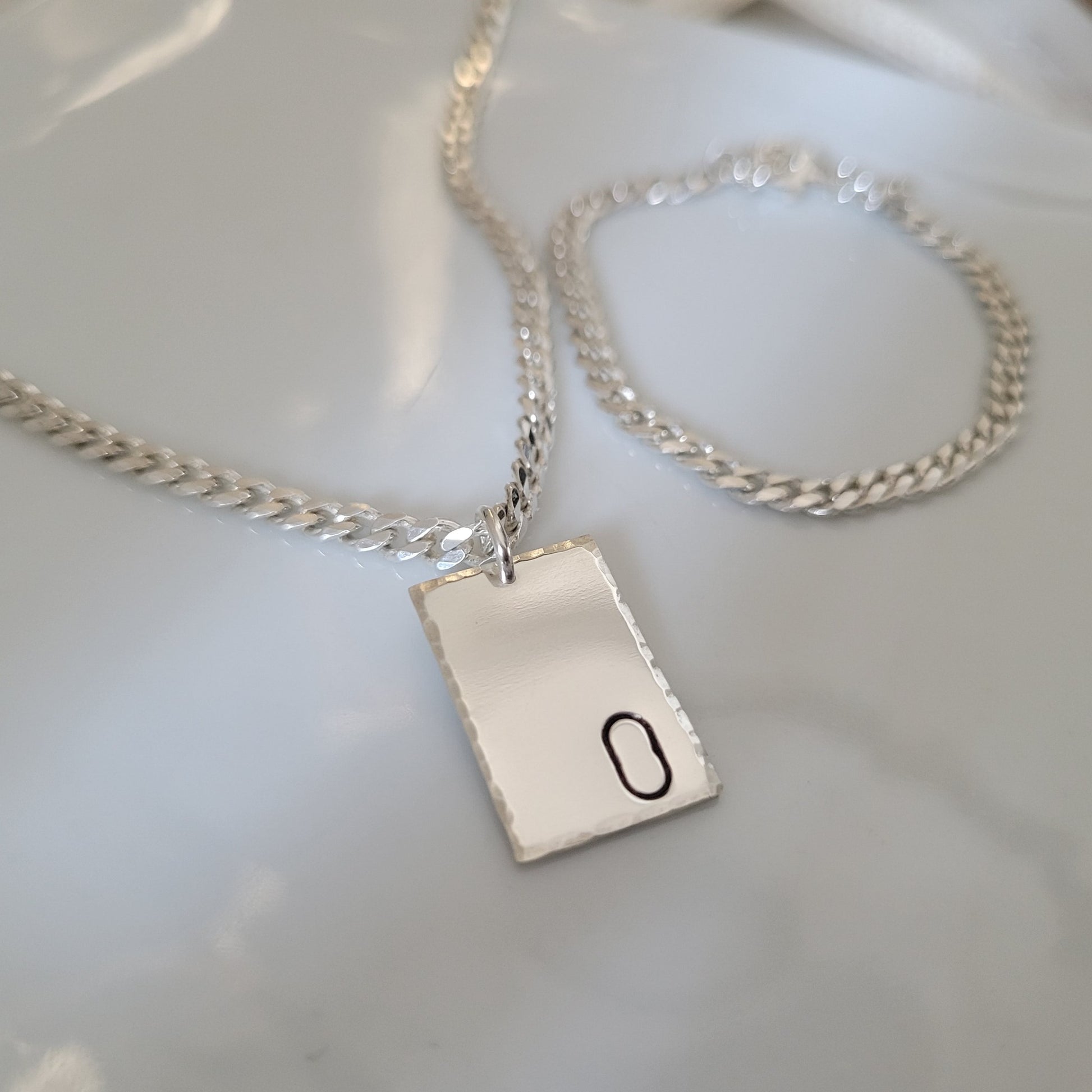 Children's Sterling Silver Cuban Chain Necklace With Name or Initial Pendant