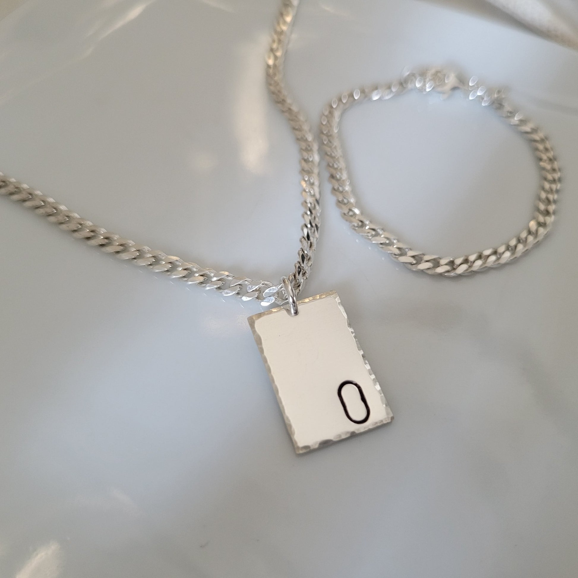 Children's Sterling Silver Cuban Chain Necklace With Name or Initial Pendant
