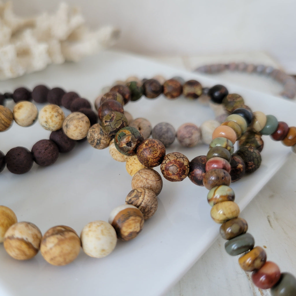 Neutral Natural Stone Bead Bracelets - 1 Bracelet