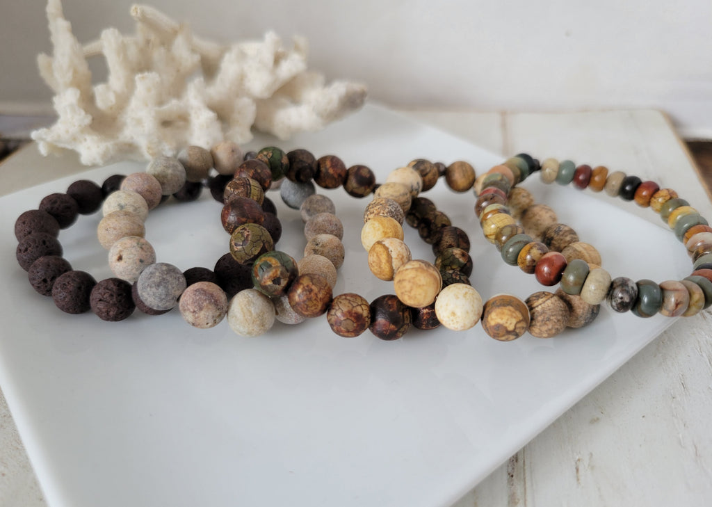 Neutral Natural Stone Bead Bracelets - 1 Bracelet