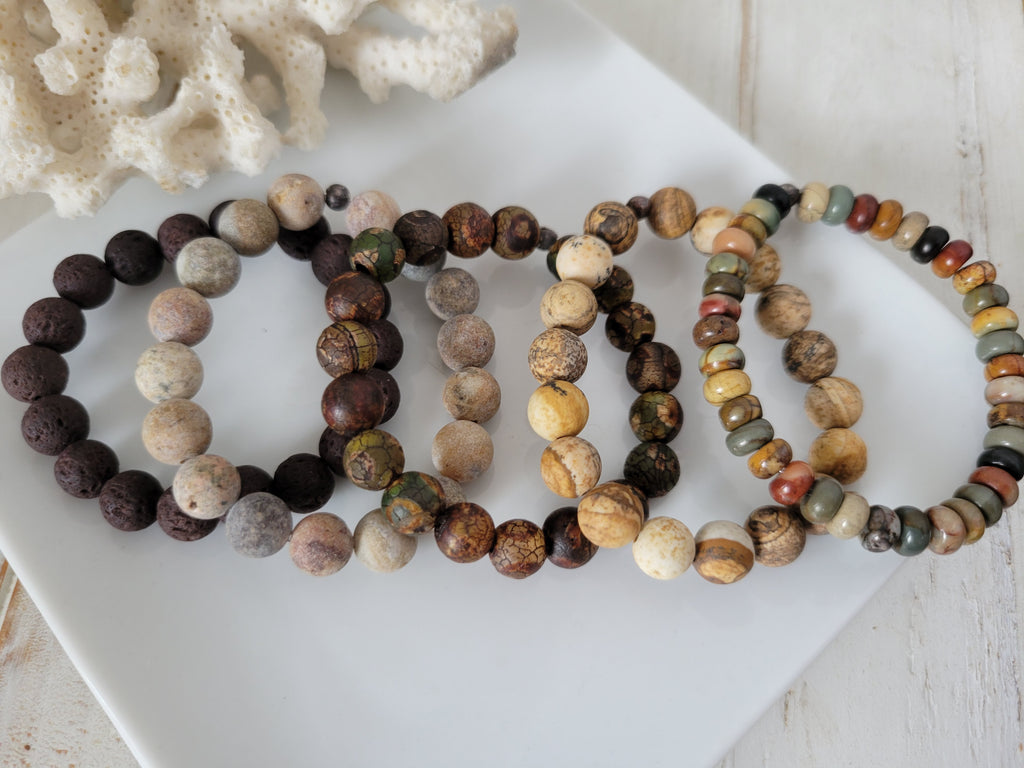 Neutral Natural Stone Bead Bracelets - 1 Bracelet