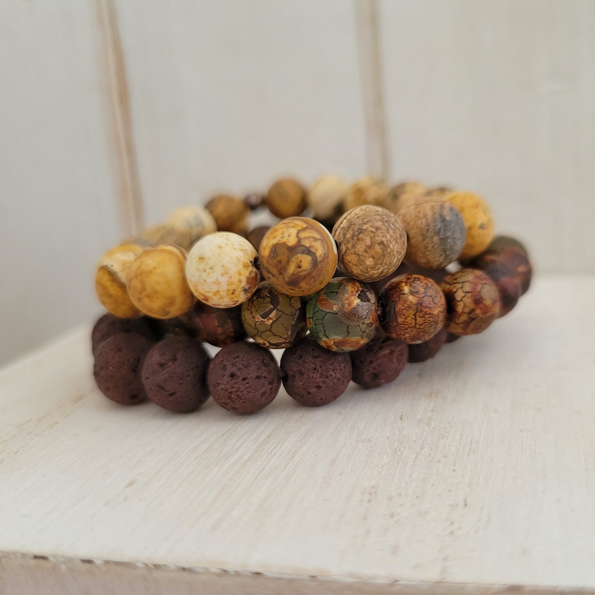 Neutral Natural Stone Bead Bracelets - 1 Bracelet