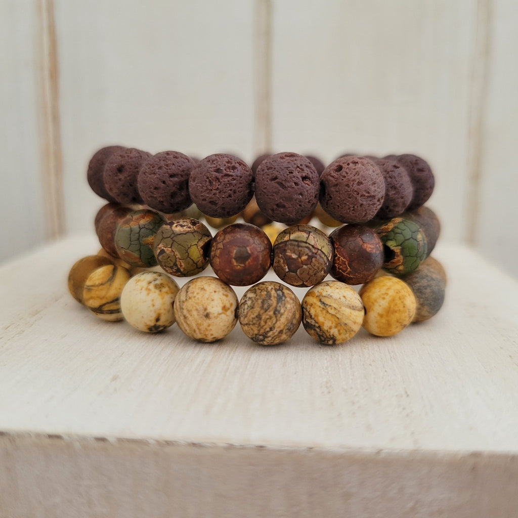 Neutral Natural Stone Bead Bracelets - 1 Bracelet