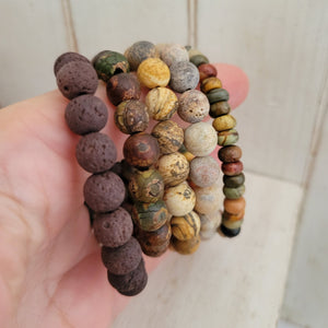 Neutral Natural Stone Bead Bracelets - 1 Bracelet