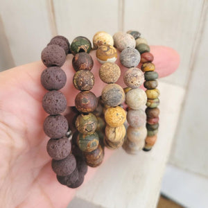 Neutral Natural Stone Bead Bracelets - 1 Bracelet