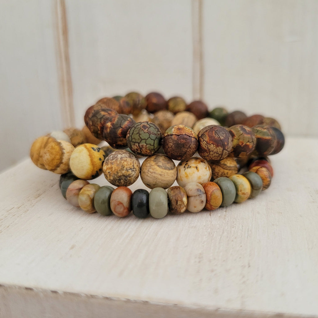 Neutral Natural Stone Bead Bracelets - 1 Bracelet