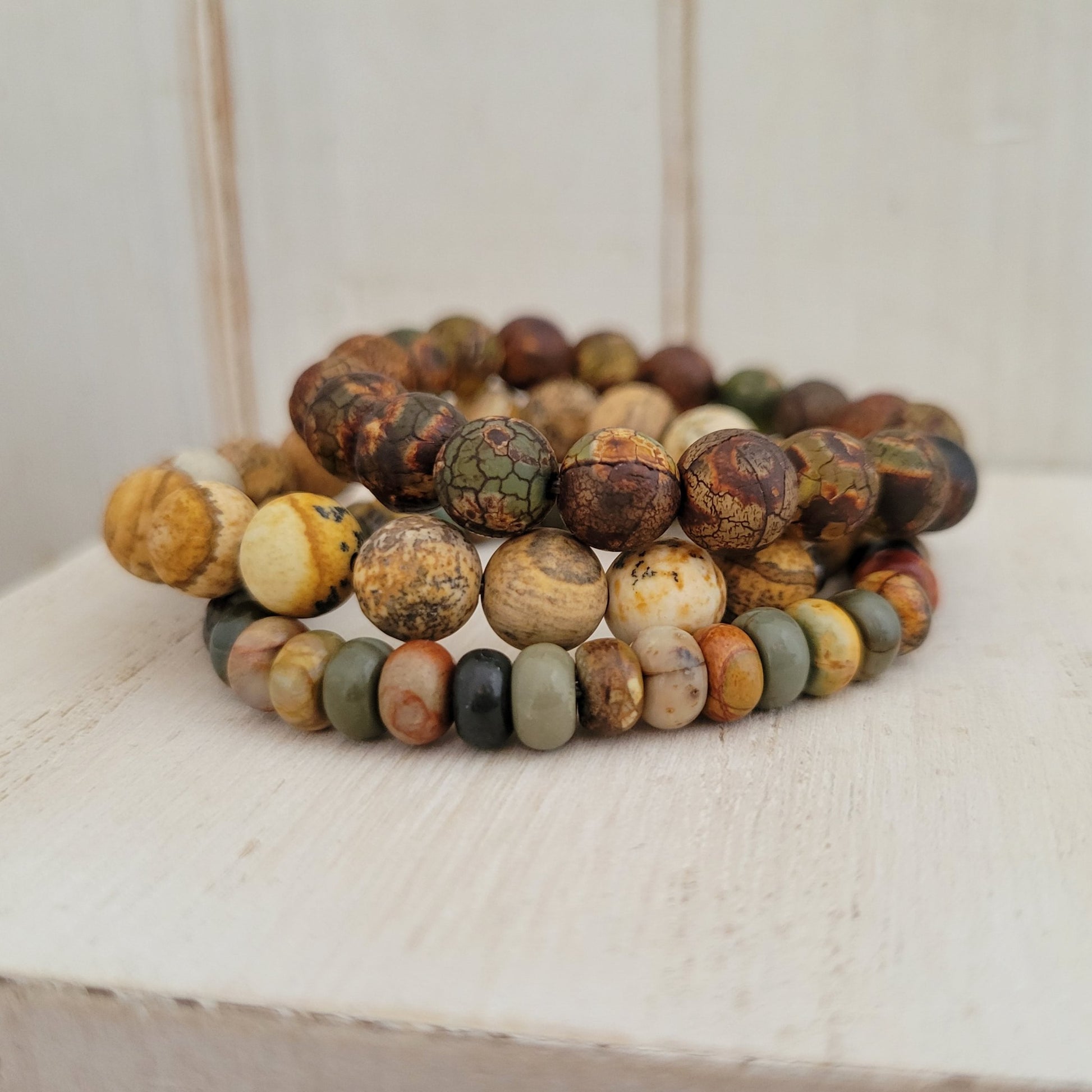 Neutral Natural Stone Bead Bracelets - 1 Bracelet