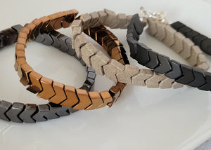 Arrow Bead Bracelets - 1 Bracelet - Charcoal, Sandstone, Copper, or Shiny Black