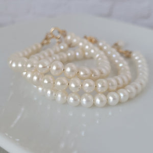 AAA Freshwater Pearl Baby Bracelet - Sterling Silver or Gold Clasp