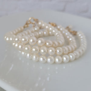 AAA Freshwater Pearl Baby Bracelet - Sterling Silver or Gold Clasp