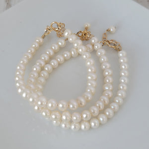 AAA Freshwater Pearl Baby Bracelet - Sterling Silver or Gold Clasp