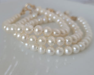 AAA Freshwater Pearl Baby Bracelet - Sterling Silver or Gold Clasp