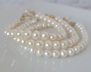 AAA Freshwater Pearl Baby Bracelet - Sterling Silver or Gold Clasp