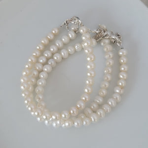 AAA Freshwater Pearl Baby Bracelet - Sterling Silver or Gold Clasp