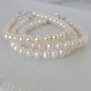 AAA Freshwater Pearl Baby Bracelet - Sterling Silver or Gold Clasp