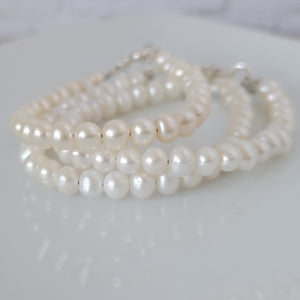 AAA Freshwater Pearl Baby Bracelet - Sterling Silver or Gold Clasp