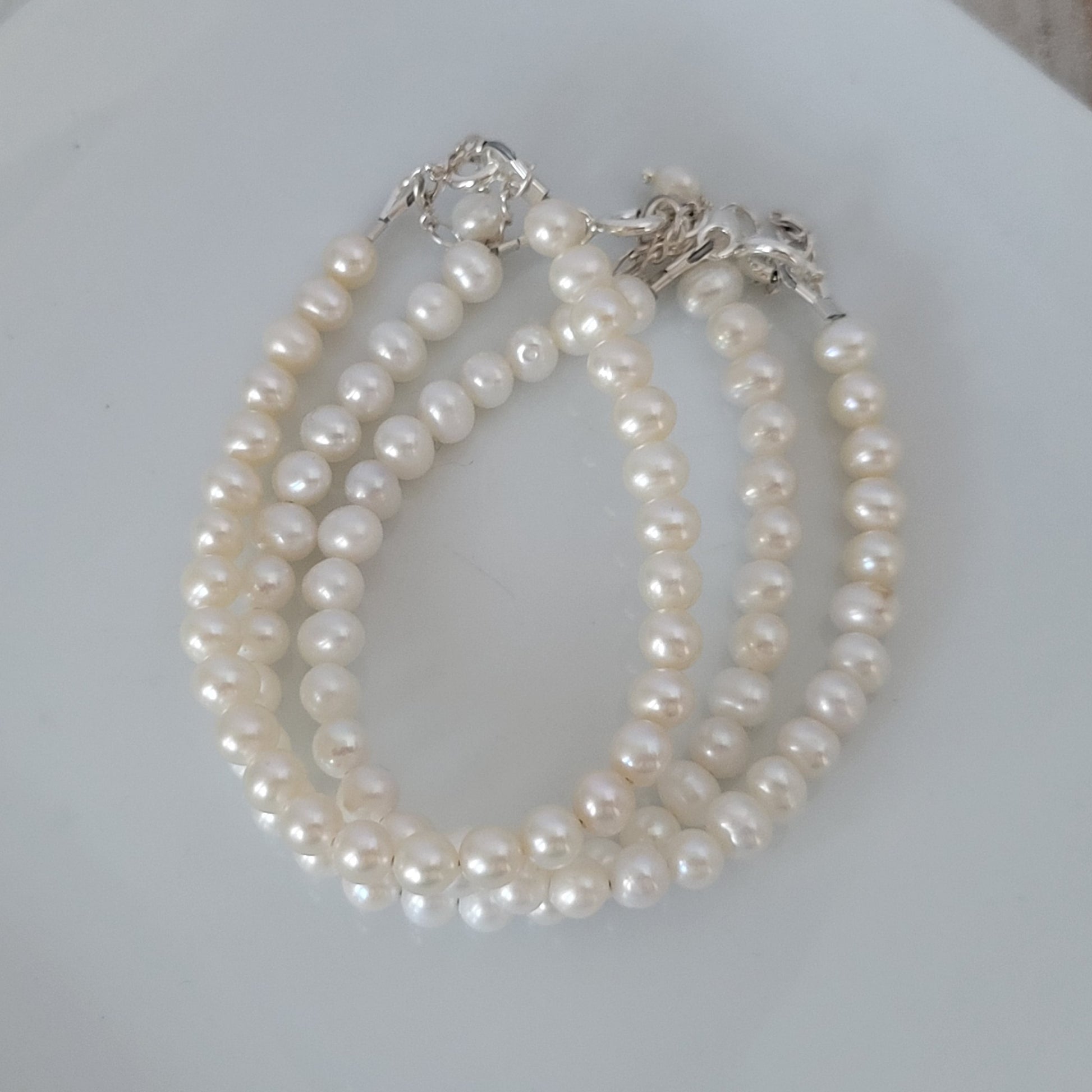 AAA Freshwater Pearl Baby Bracelet - Sterling Silver or Gold Clasp
