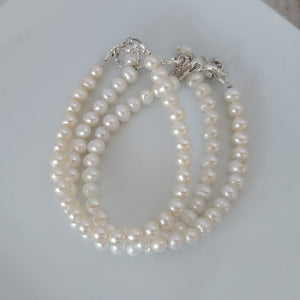 AAA Freshwater Pearl Baby Bracelet - Sterling Silver or Gold Clasp