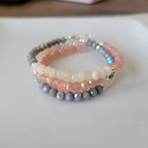 Baby Girls or Children's Crystal Bead Bracelets - Teal, Pink or Peach