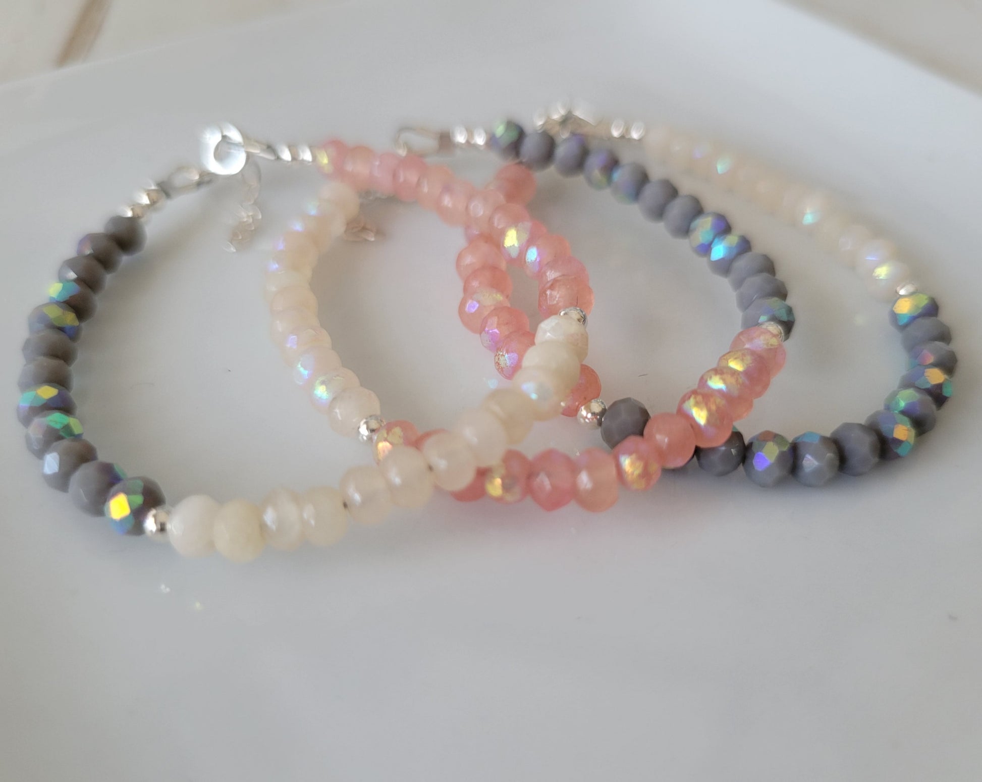 Baby Girls or Children's Crystal Bead Bracelets - Teal, Pink or Peach