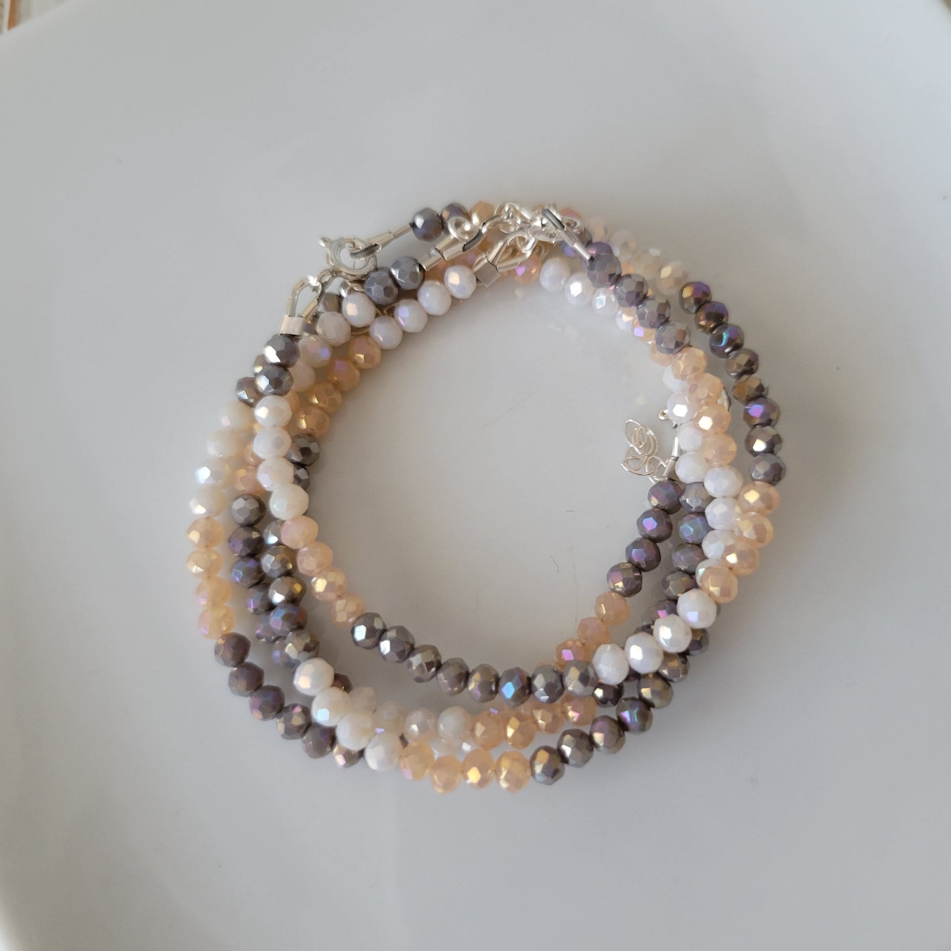 Baby Girls or Children's Crystal Bead Bracelets - Teal, Pink or Peach