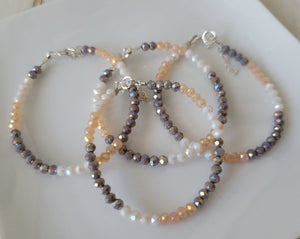 Baby Girls or Children's Crystal Bead Bracelets - Teal, Pink or Peach