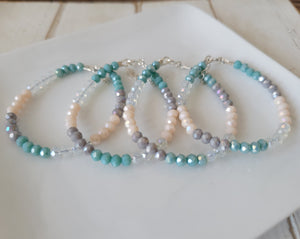 Baby Girls or Children's Crystal Bead Bracelets - Teal, Pink or Peach