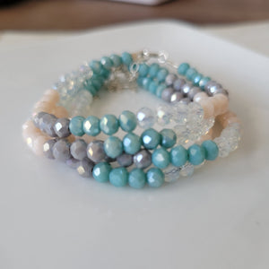 Baby Girls or Children's Crystal Bead Bracelets - Teal, Pink or Peach