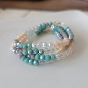 Baby Girls or Children's Crystal Bead Bracelets - Teal, Pink or Peach