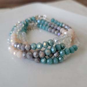 Baby Girls or Children's Crystal Bead Bracelets - Teal, Pink or Peach