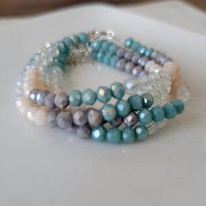 Baby Girls or Children's Crystal Bead Bracelets - Teal, Pink or Peach