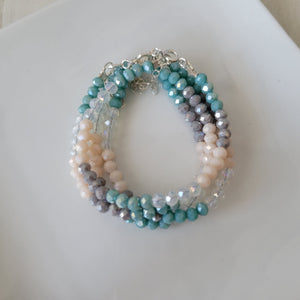 Baby Girls or Children's Crystal Bead Bracelets - Teal, Pink or Peach