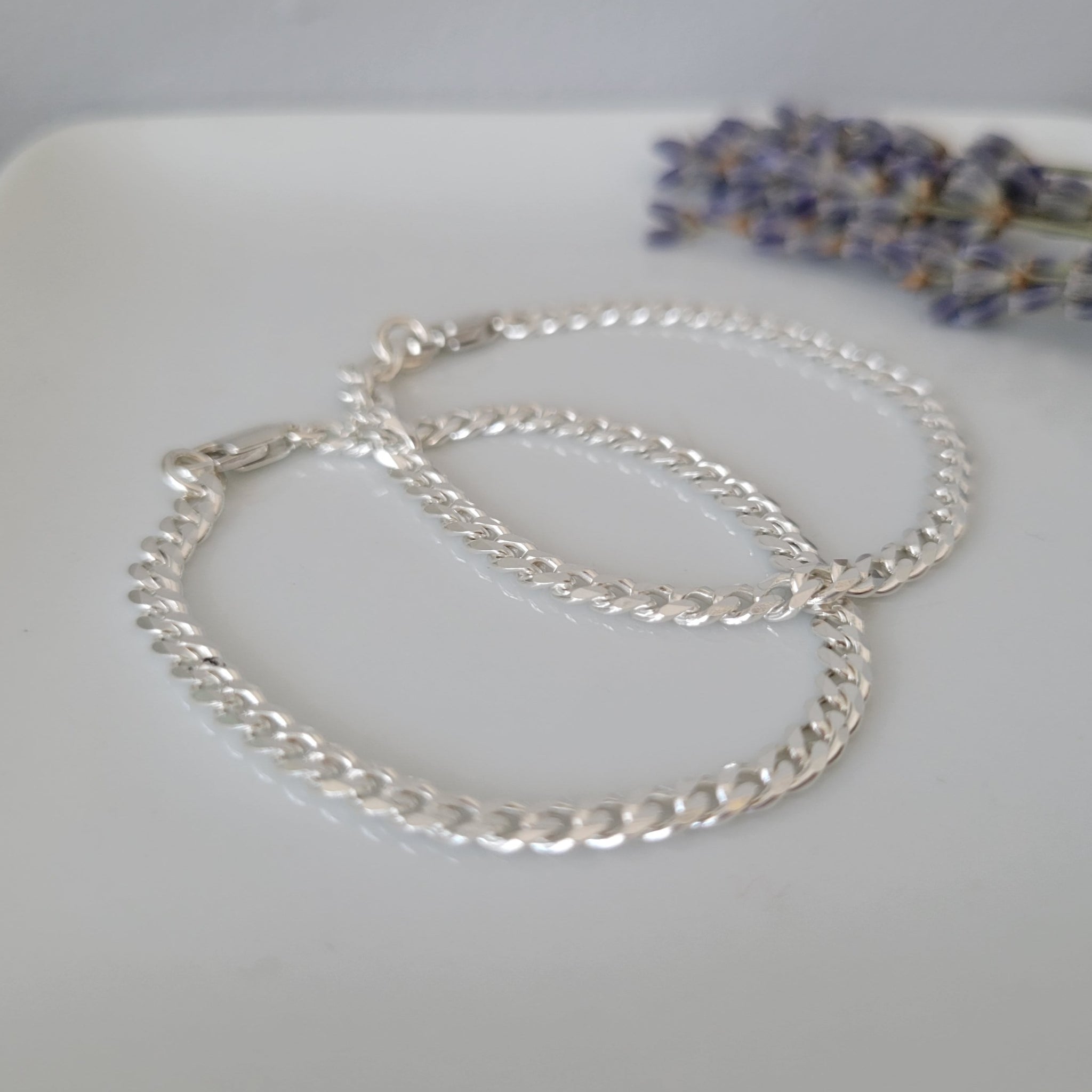 Children's Sterling Silver Cuban or Figaro Style Chain Bracelet (Boys) - Solid Sterling Silver