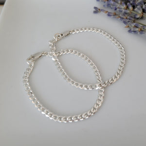 Children's Sterling Silver Cuban or Figaro Style Chain Bracelet (Boys) - Solid Sterling Silver