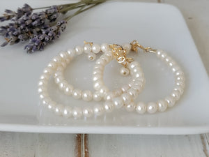 AAA Freshwater Pearl Baby Bracelet - Sterling Silver or Gold Clasp