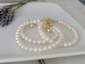 AAA Freshwater Pearl Baby Bracelet - Sterling Silver or Gold Clasp