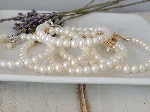 AAA Freshwater Pearl Baby Bracelet - Sterling Silver or Gold Clasp