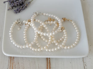 AAA Freshwater Pearl Baby Bracelet - Sterling Silver or Gold Clasp