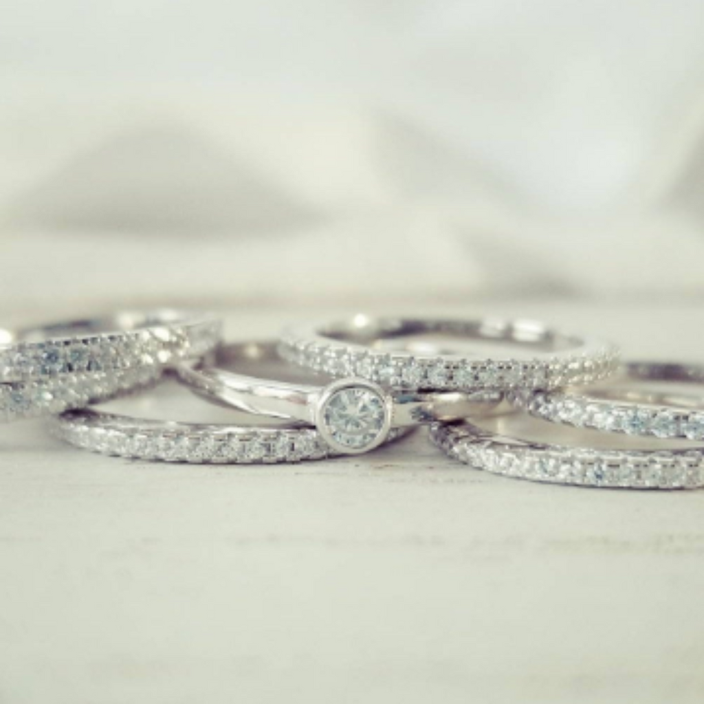 Sterling Silver CZ Eternity or Pave Band