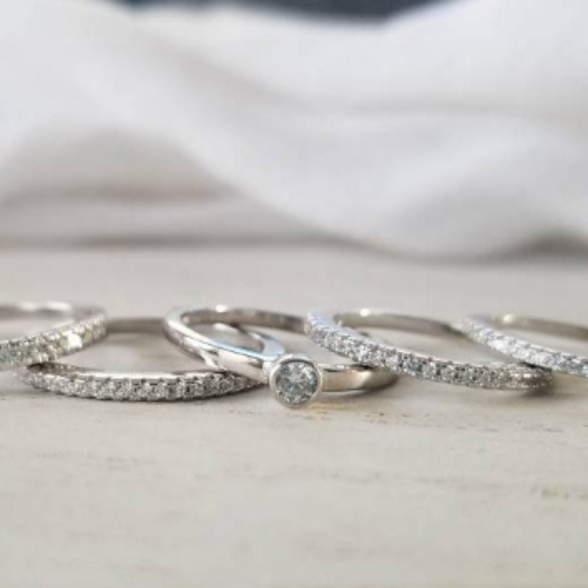 Sterling Silver CZ Eternity or Pave Band